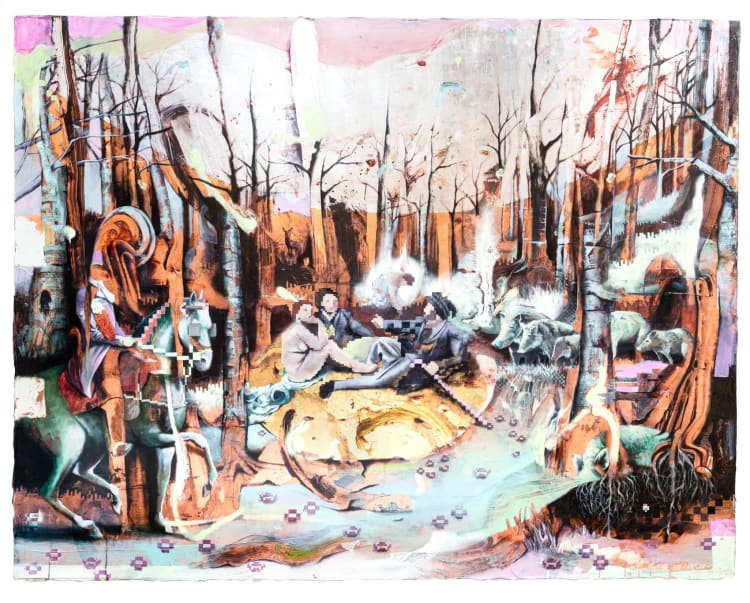 Benjamin Burkard: Oxidált romantika, 2024, vegyestechnika, vászon, 140 x 180 cm (fotó: Hendrik Krug Fotografie)