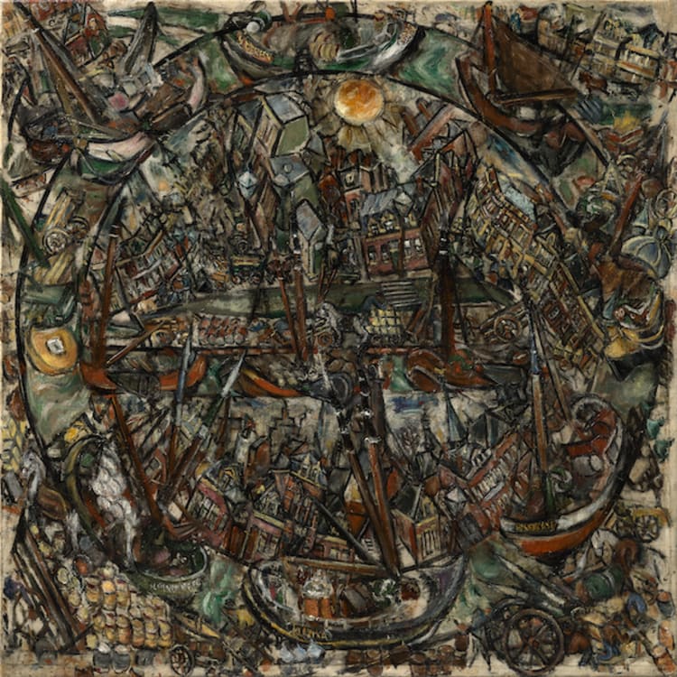 Dénes Valéria: Holland kikötő, 1915, olaj, vászon, 94,2 x 94,2 cm (forrás: Barki Gergely)