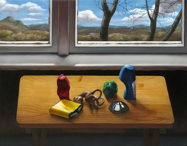 Kupcsik Adrián: Hat érzék 2007, olaj, fa, 40x50 (forrás: Equilor Kortárs Művészeti Gyűjtemény)