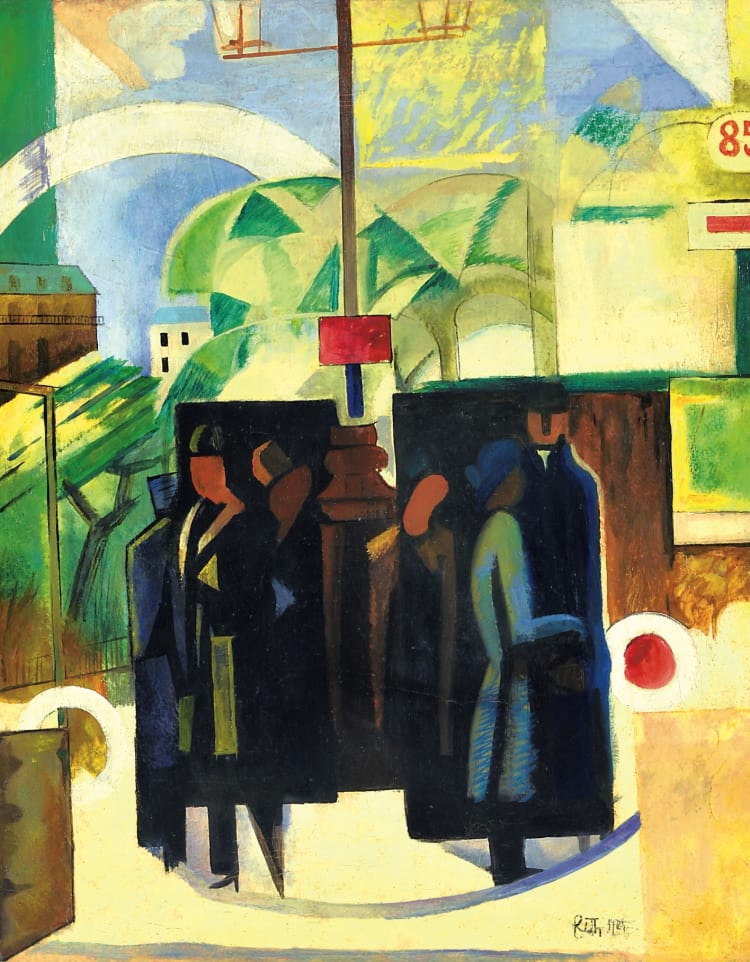 Réth Alfréd: Villamosmegálló, 1924, olaj, vászon, 69 x 55,5 cm (forrás: Virág Judit Galéria)