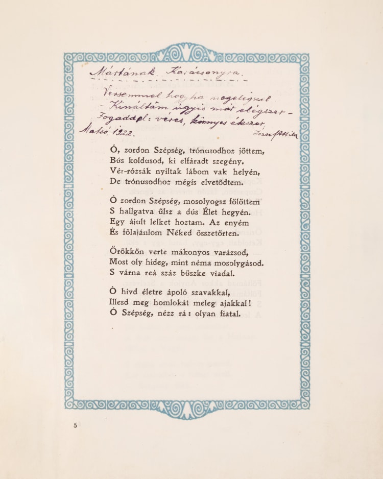 József Attila üzenete Gebe Mártának (forrás: Központi Antikvárium)