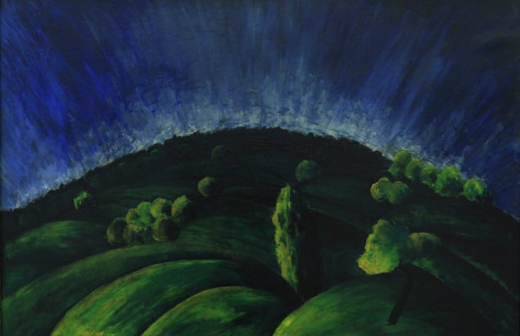 Moholy-Nagy László: Budai hegyek, 1918–1919; olaj, vászon, 63 x 94 cm; Antal–Lusztig-gyűjtemény, Debrecen (fotó: a Déri Múzeum jóvoltából)