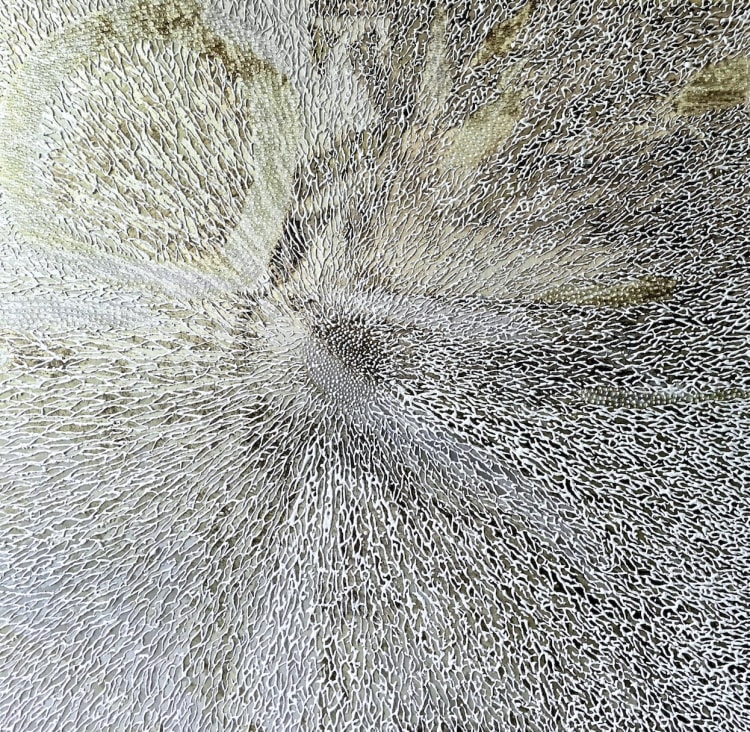 Panyoczki Péter: AFFINITIES, 2025, vegyes technika alumíniumra, 120cm x 120cm, magántulajdonban