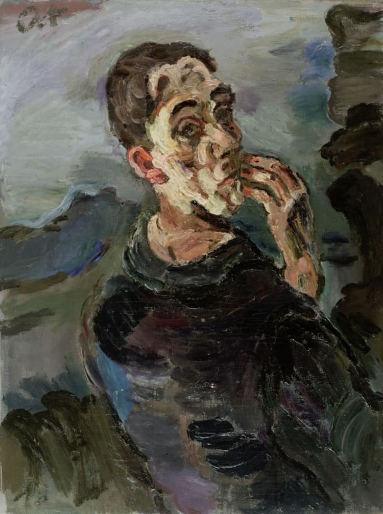 Oskar Kokoschka: Önarckép, egyik kéz az arcon, 1918/19 (forrás: Leopold Múzeum)
