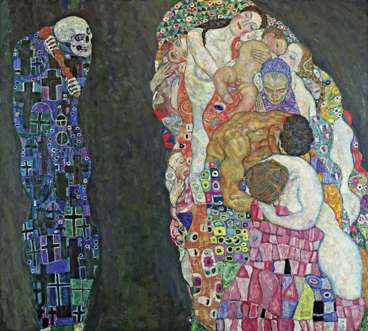 Gustav Klimt: Halál és élet, 1910/11 (forrás: Leopold Múzeum)