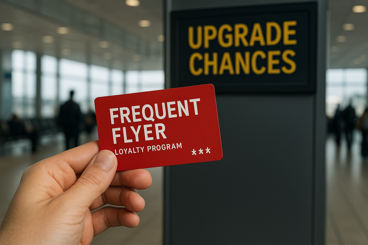 Frequent flyer and loyalty program cards used for airport upgrades