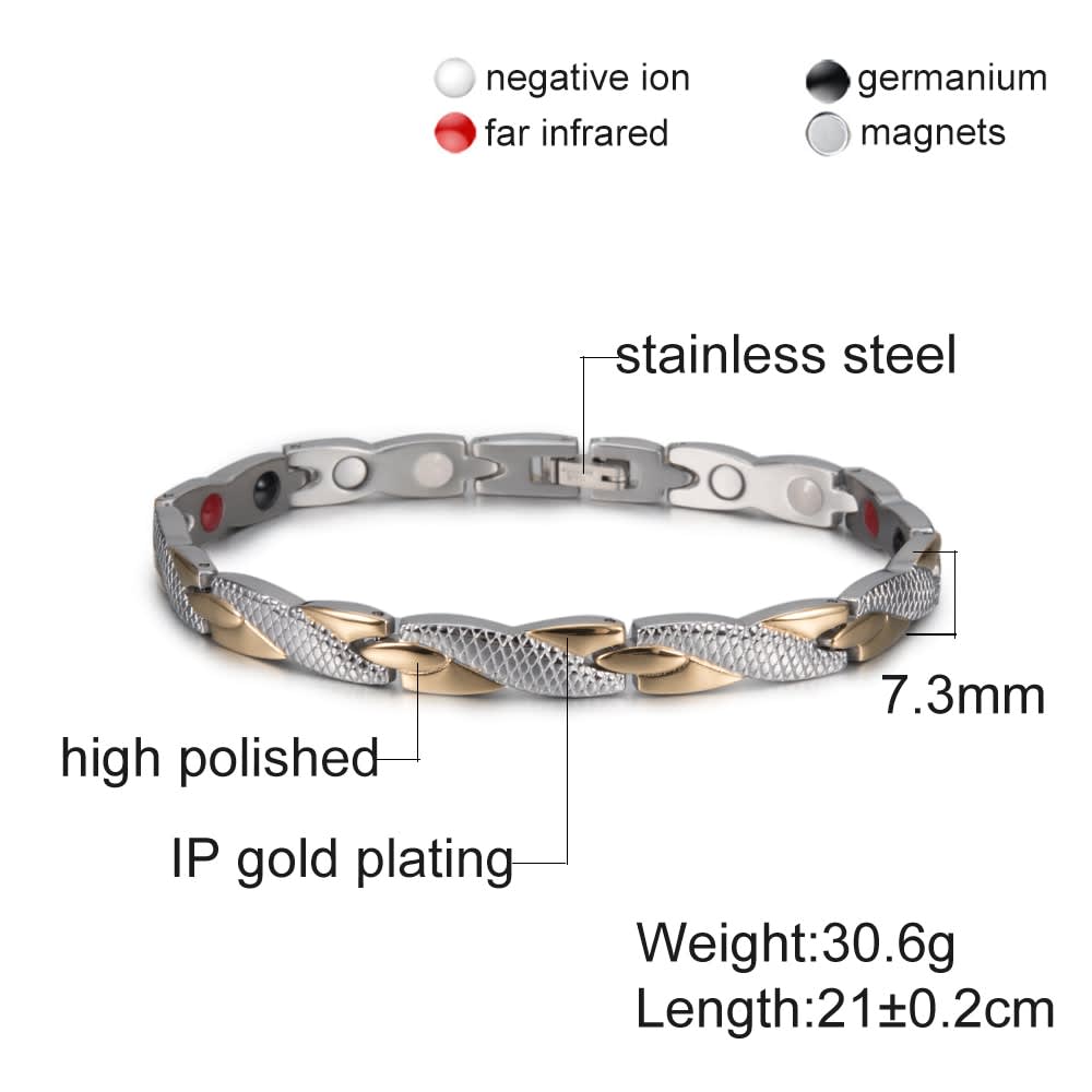 Gold /& Silver Women magnetic stainless steel link bracelet for health /& beauty