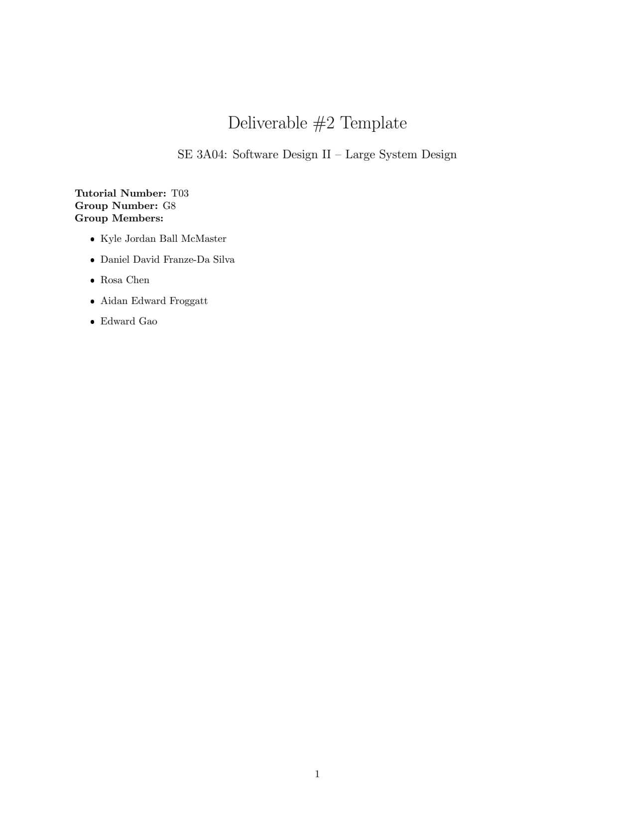 High Level Architecture Report