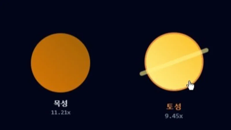 태양계 행성의 크기와 거리 비교 시뮬레이션