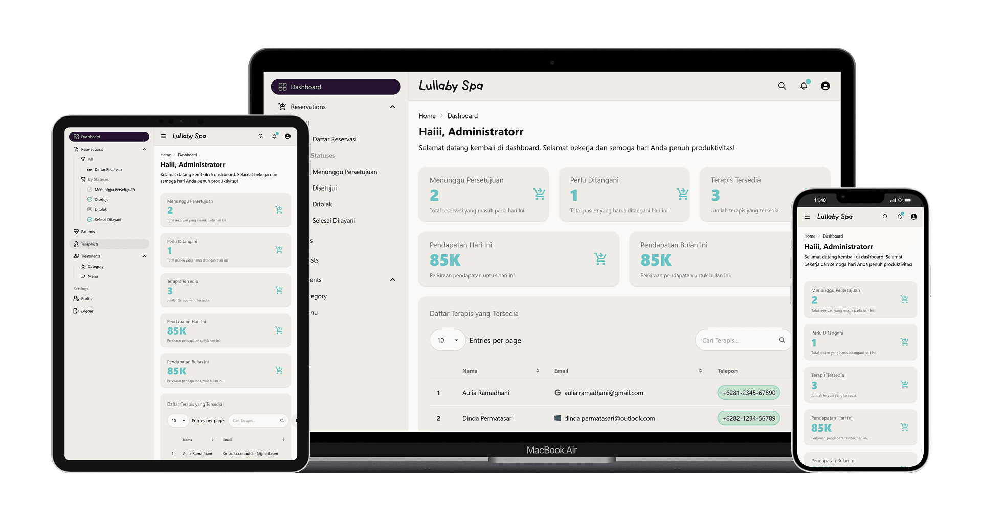 Baby Spa Reservation System – Admin