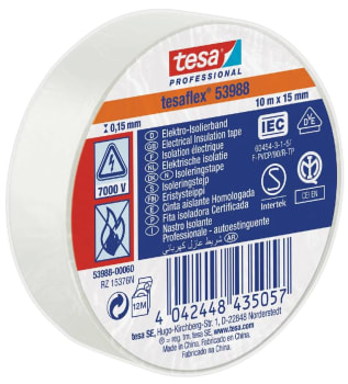 ELEKTROTAPE 19MMX20 MTR HVIT TESA 53988