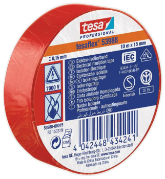 ELEKTROTAPE 19MMX25MTR RØD TESA 53988