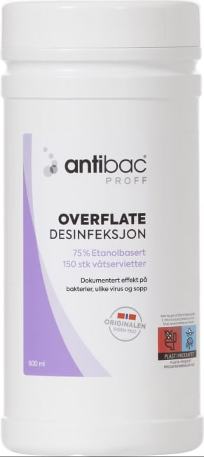 VÅTSERVIETTER ANTIBAC 75% OVERFLATEDESINFEKSJON