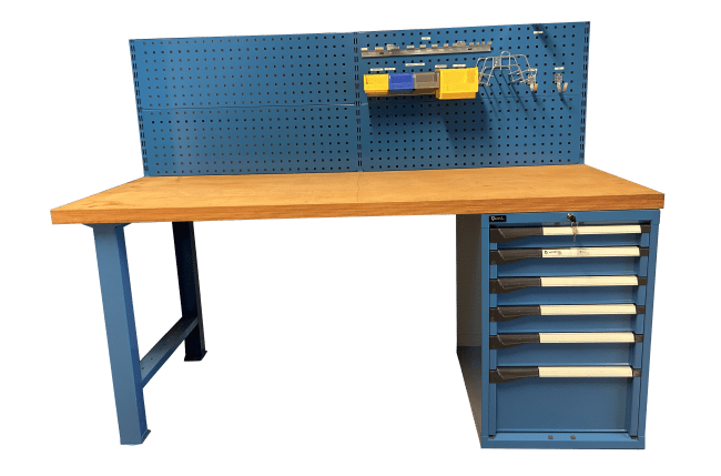 ARBEIDSBORD M/6 SKUFFER OG RYGGPAN. 2000X800X850MM