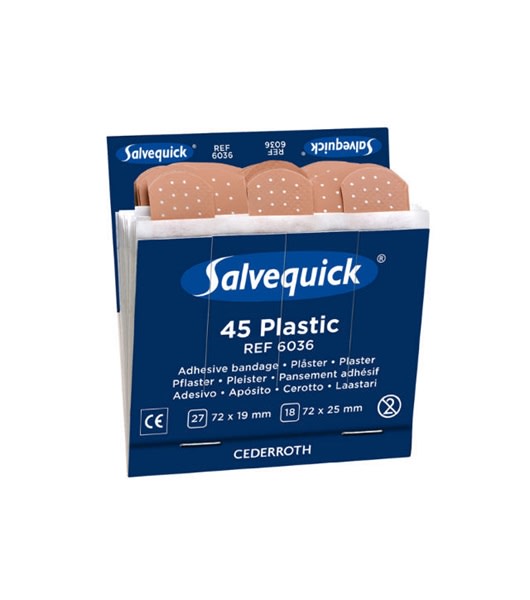 SALVEQUICK 6036 PLASTER TIL DISPENSER, 6 PK À 45