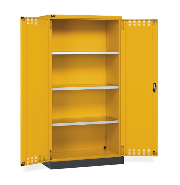 KJEMISKAP MED 3 HYLLER 1048X600X2027 RAL1004