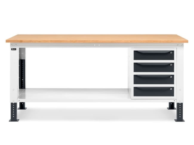 ARBEIDSBORD MED 4 SKUFFE JUSTTERB. 2000X750MM GRÅ