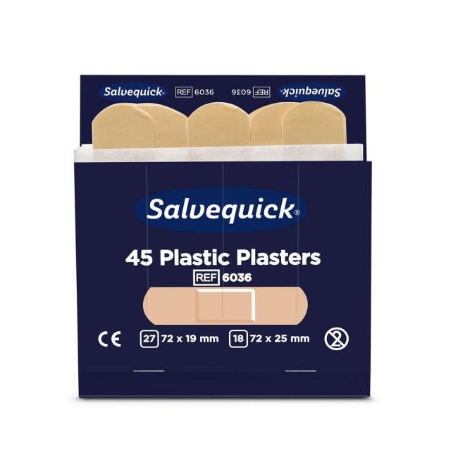 SALVEQUICK 6036 PLASTER TIL DISPENSER, 6 PK À 45