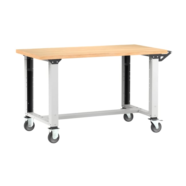 ARBEIDSBORD JUSTERBART PÅ HJUL 1500X750X921/1271MM RAL7035+7016