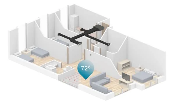 Each area of a building has different thermal needs. Yet, HVAC systems are often fitted with a single thermostat. This means <b>only one temperature reading for the entire building.</b>