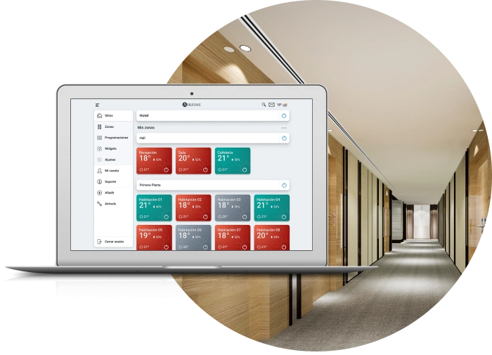 Interface Airzone Cloud pour gérer plusieurs ventilo-convecteurs dans des installations comprenant plusieurs unités.