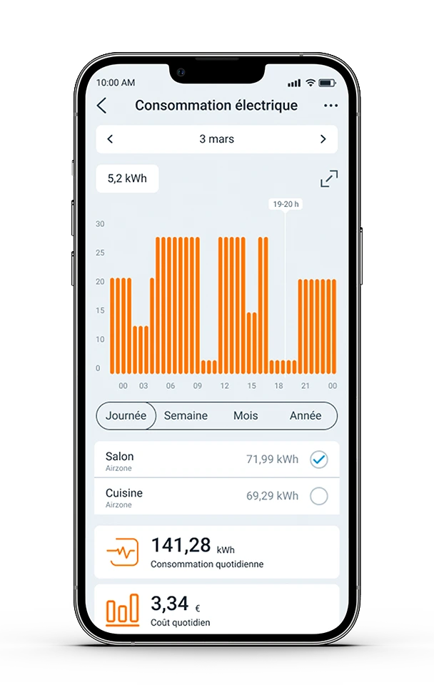 Avec l’application Airzone Cloud, votre unité de chauffage et refroidissement dispose d’encore plus de fonctionnalités :