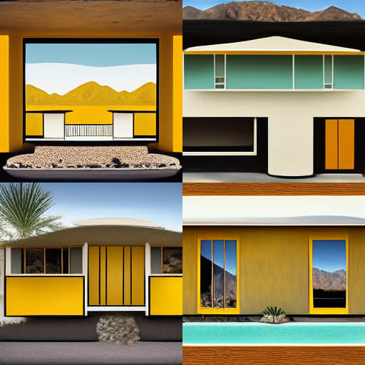 a mid century palm springs vacation house with small windows