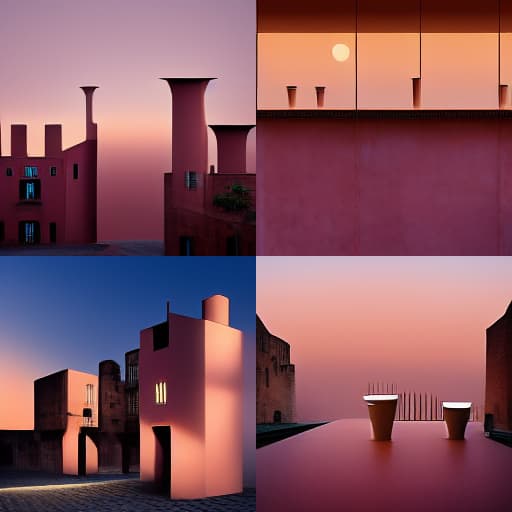 an alleyway cafe at dusk by ricardo bofill 