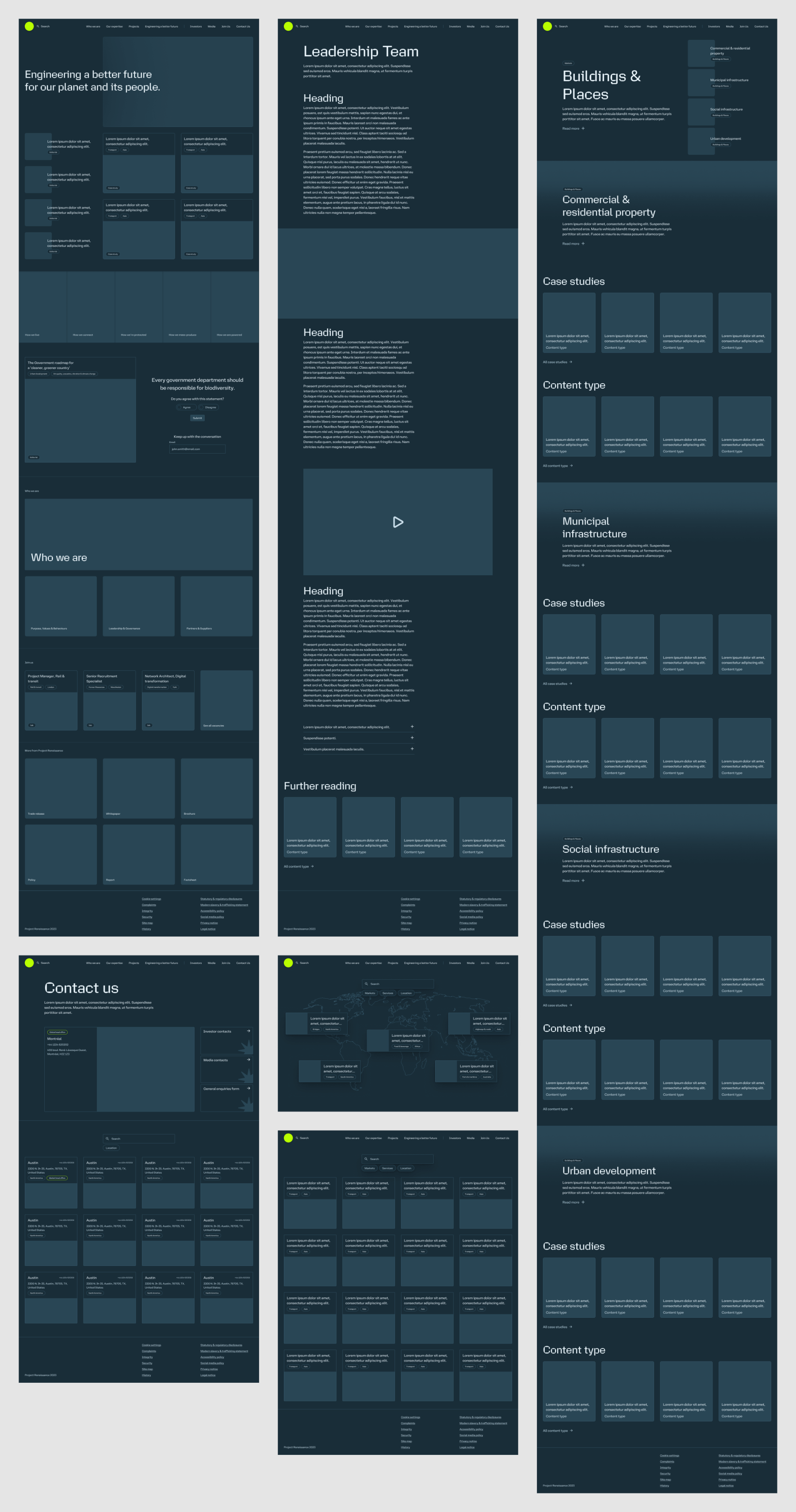 Range of low fidelity wireframes