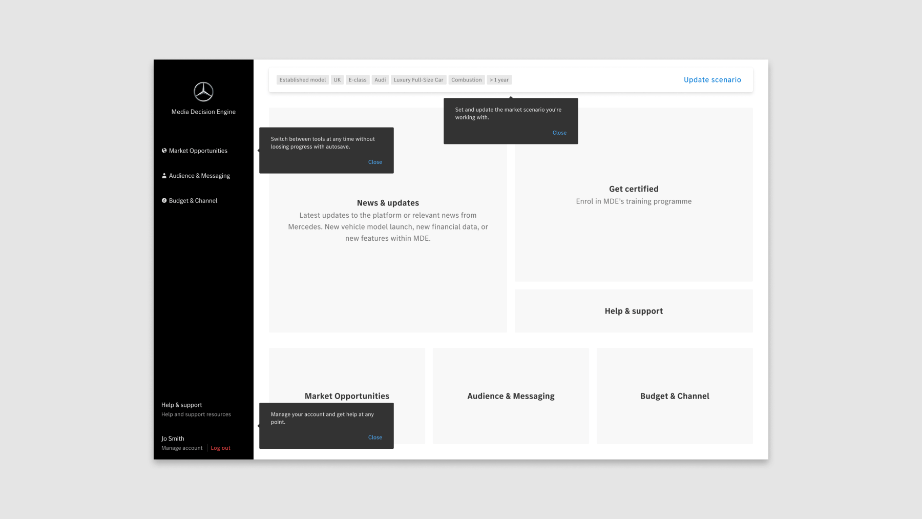 Dismissable onboarding tooltips
