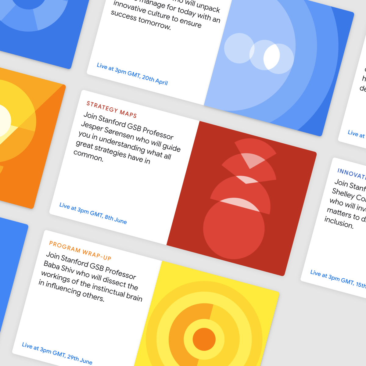 Upcoming event cards