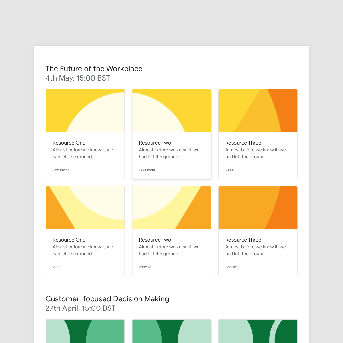 Section of Resources page