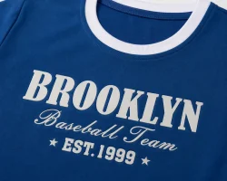 Blue Brooklyn Crop Tee - Front Close-Up
