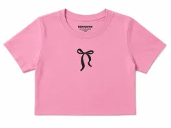 Pink Bow Crop Tee - Front