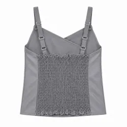 Faux Leather Asymmetric Zip Top - Back