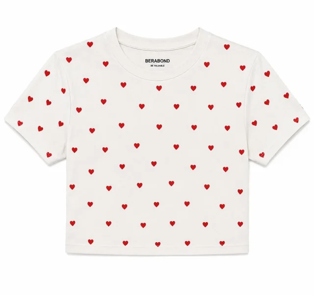 White Heart Crop Tee - Front
