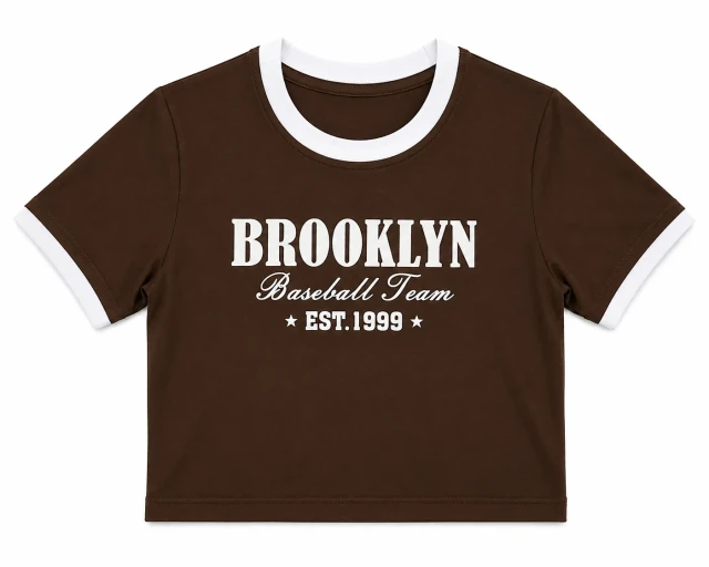 Brown Brooklyn Crop Tee - Front