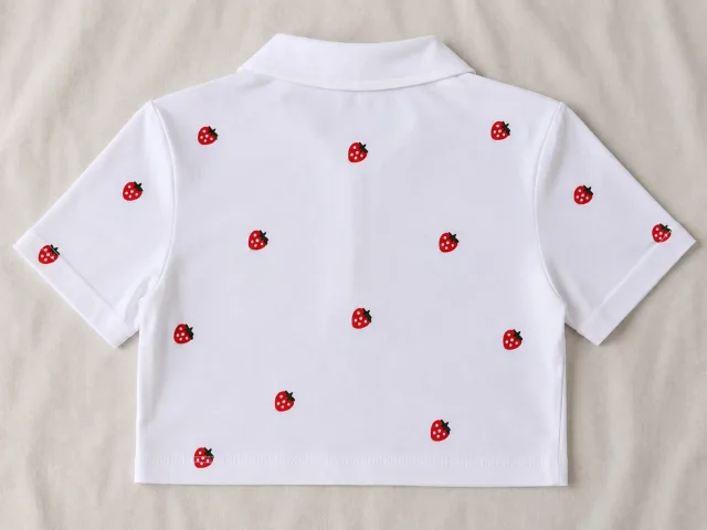 Strawberry Polo Crop Tee - Back