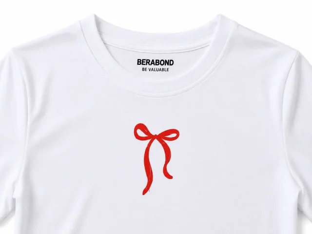 Red Bow Crop Tee - Front Close-Up