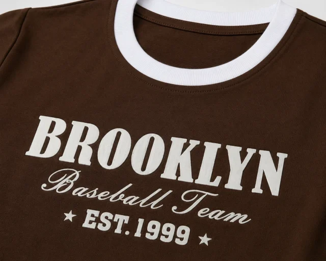 Brown Brooklyn Crop Tee - Front Close-Up