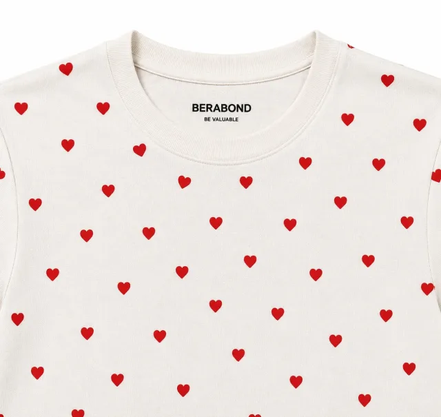 White Heart Crop Tee - Front Close-Up