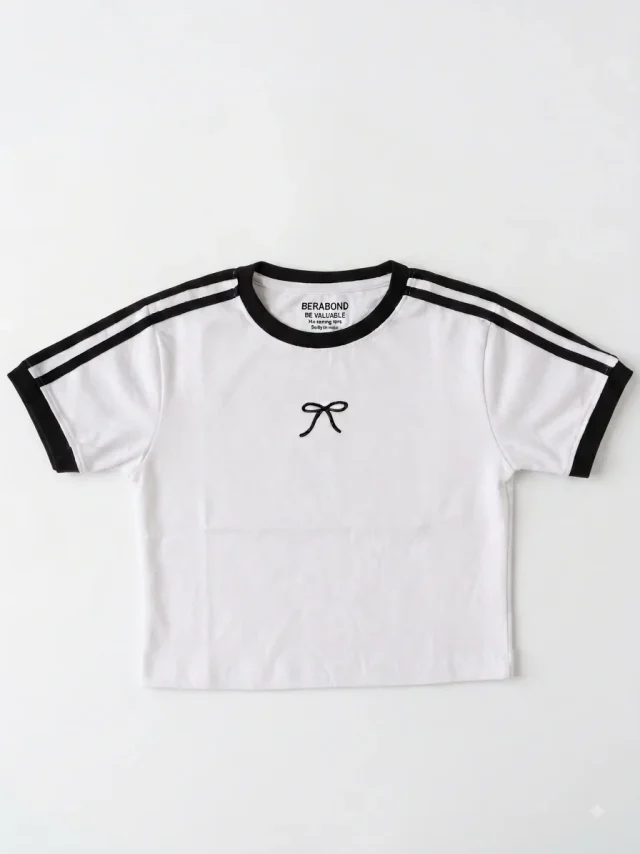 Blue Bow Crop Tee - Front