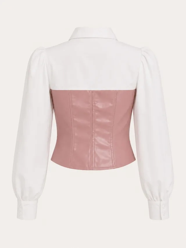 XINVORA Corset Shirt Top - Peach - Photo 5
