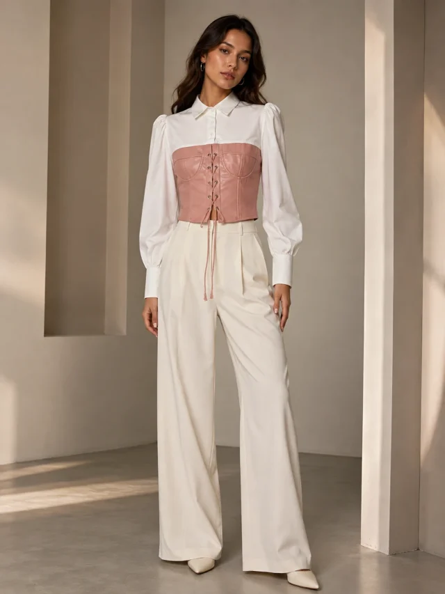 XINVORA Corset Shirt Top - Peach - Photo 6