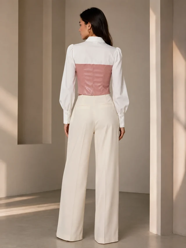 XINVORA Corset Shirt Top - Peach - Photo 4