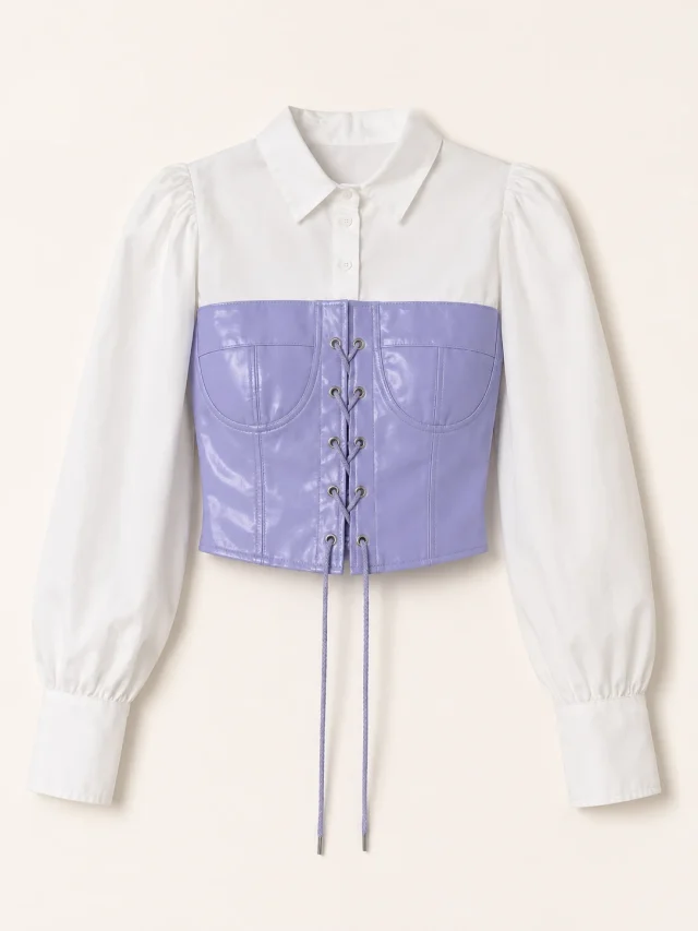 XINVORA Corset Shirt Top - Lavender - Photo 2