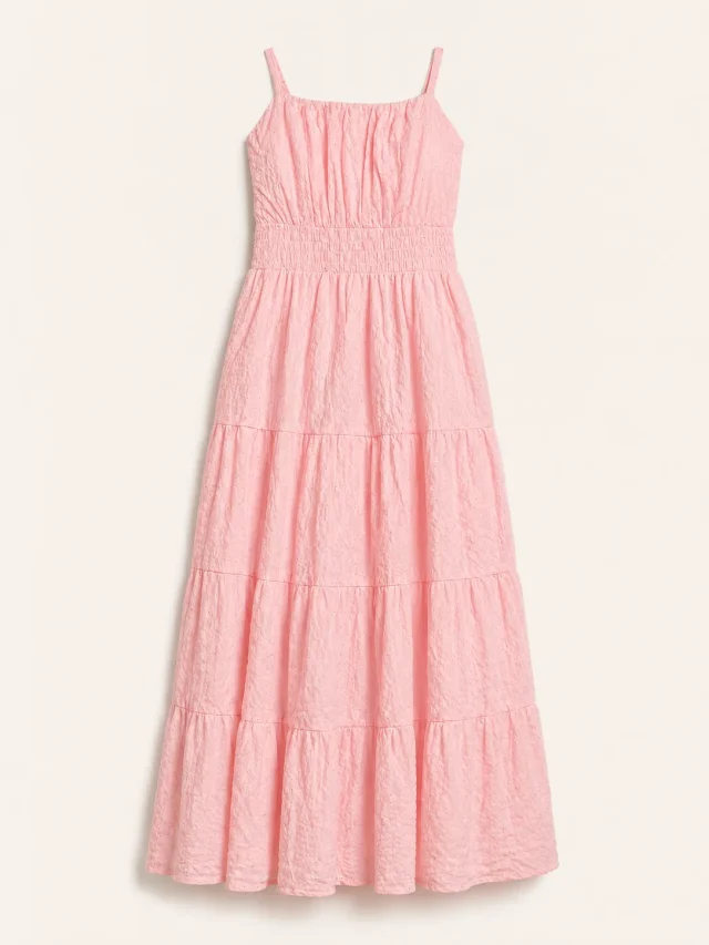 Blush Pink Tiered Maxi Dress - Front