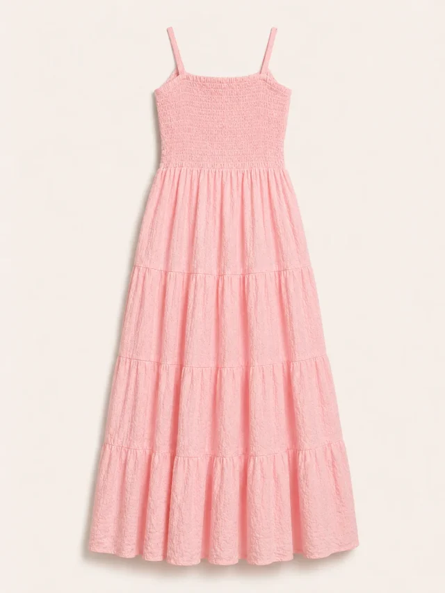 Blush Pink Tiered Maxi Dress - Back