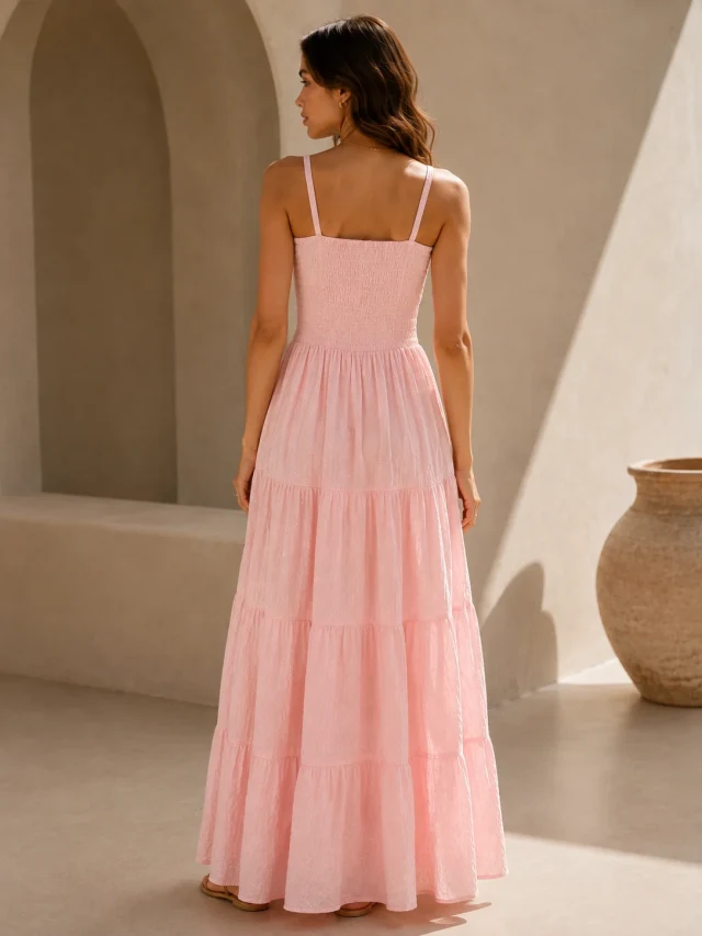 Blush Pink Tiered Maxi Dress - Photo 4