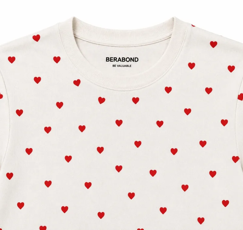 White Heart Crop Tee - Front Close-Up
